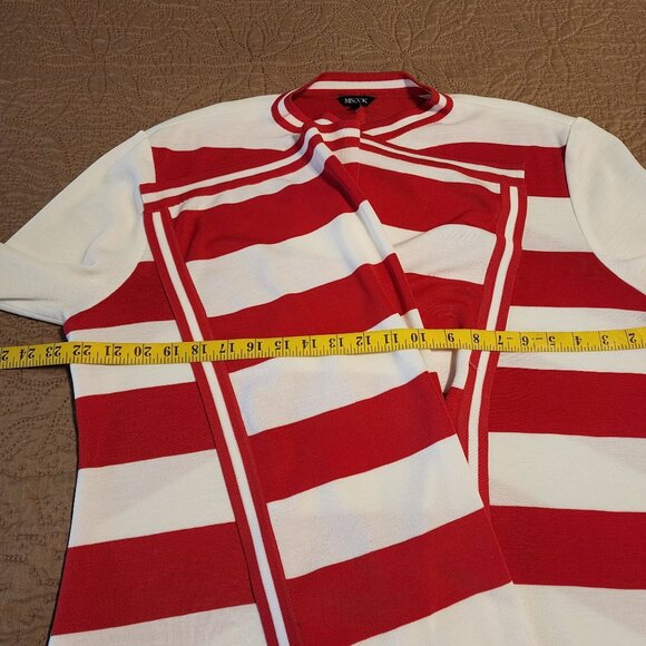 Misook open front cardigan women XL white red stripes - Picture 8 of 9